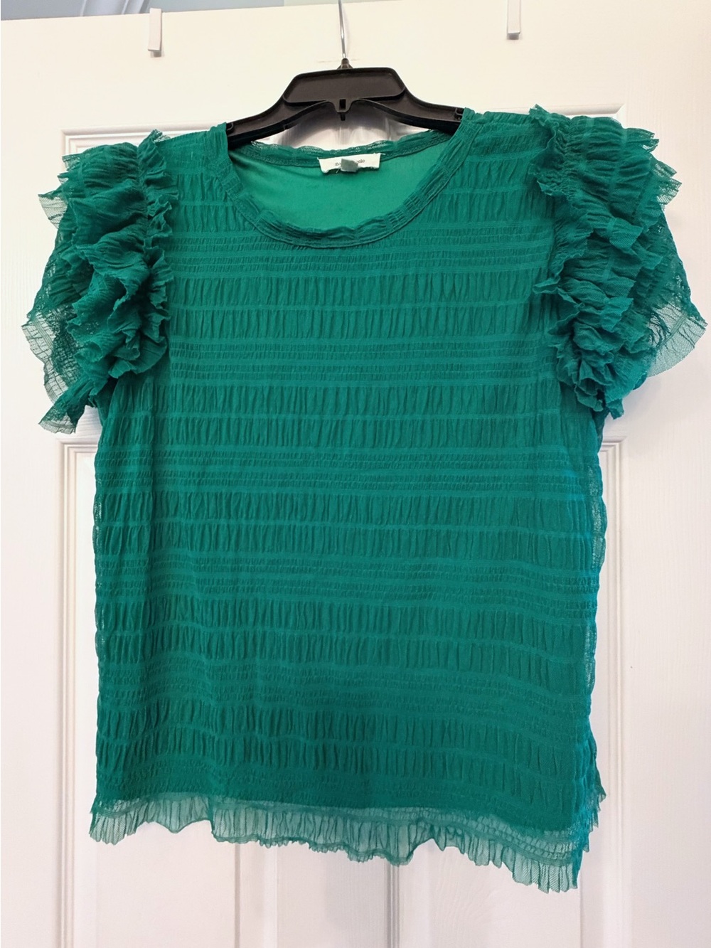 Zoey & Leelo Women's Emerald Ruffle Sleeve Top